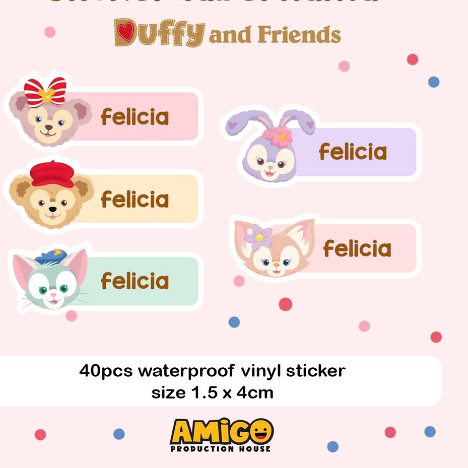 

[O-4T ✪] Stiker Label Nama Anak Disney Duffy Peppa Pig Sesame Street Toy Story Roblox Super Mario Bros lucu sticker karakter sticker buku-viral