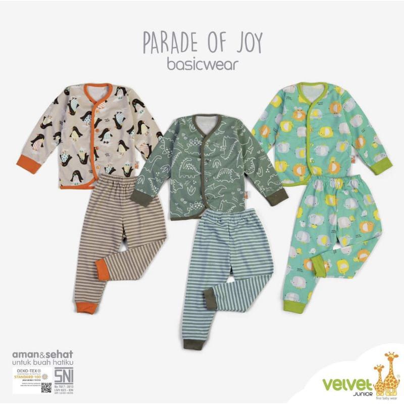 Velvet Junior Setelan Panjang Bayi Newborn Setelan Pendek Baju Bayi Baju Pendek Celana Pop Baju Panjang Celana Panjang