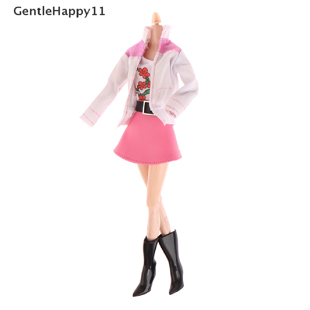 Gentlehappy 4pcs/Set Jas+Rompi+Rok+Boots Boneka Daily Suit Pakaian Fashion Untuk Boneka 30cm id