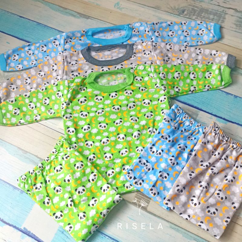 3 PCS Setelan Oblong / Piyama Bayi 3-12 bulan / Setelan oblong kancing bahu