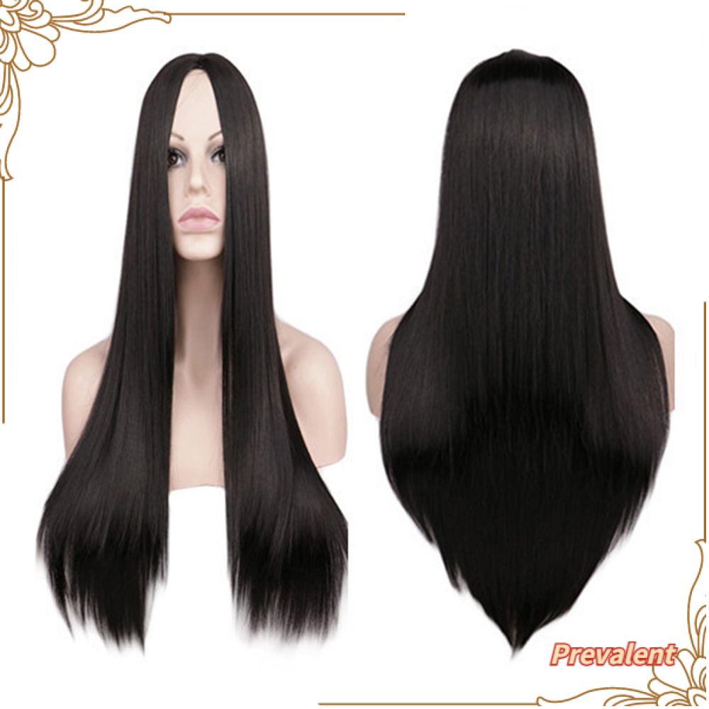 Preva Wig Rambut Panjang Wanita Sintesis Cosplay Suhu Tinggi Dengan Poni