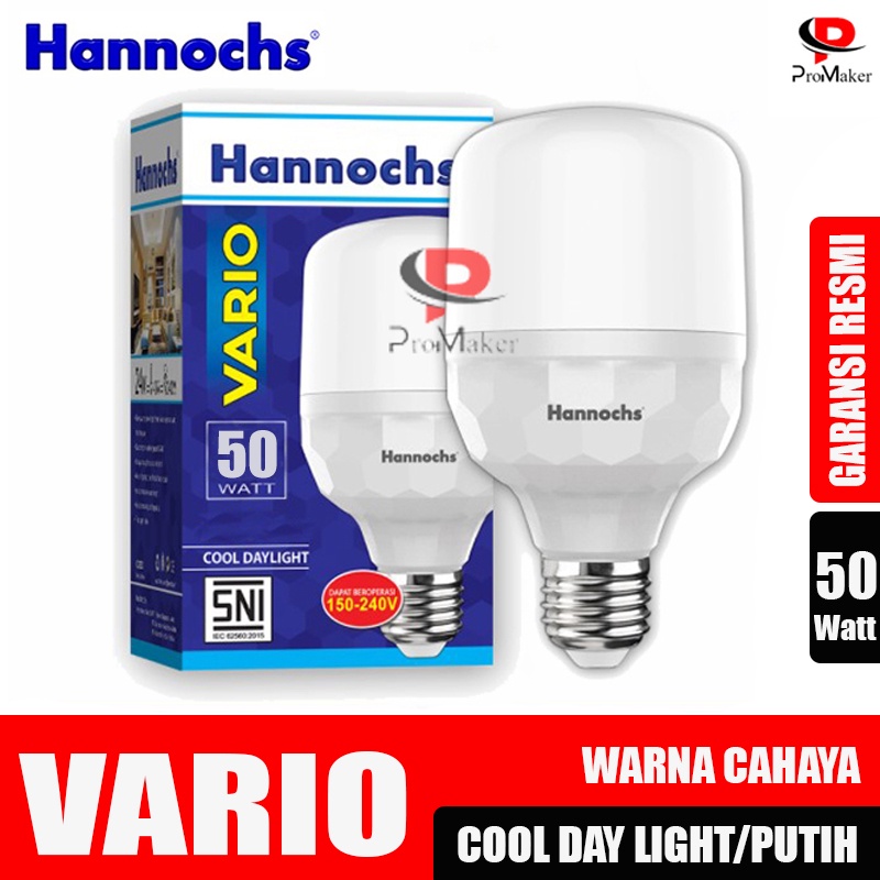 Lampu LED Hannochs Vario 50 Watt Bohlam Bulb Cool Day Light SNI Original