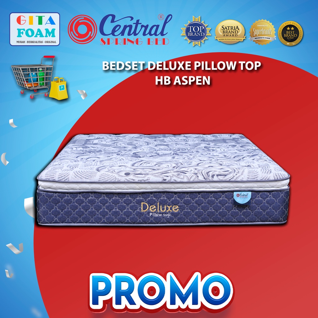 Matras Kasur No 2 Ukuran 160x200 Central Deluxe Pillow Top Kasur Springbed - Harga Pabrik