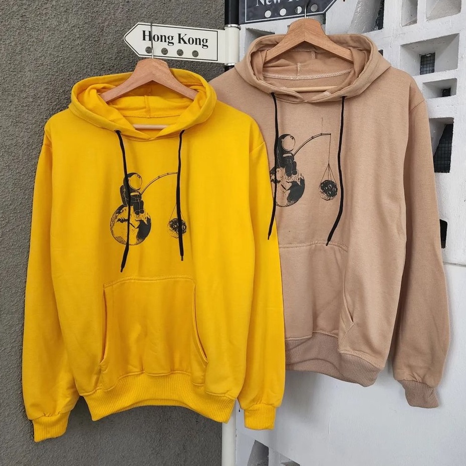 Fishing Astronot Hoodie Fashion Kekinian Remaja Bahan Fleece