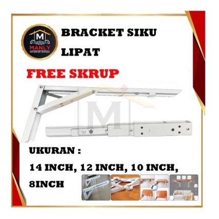 Siku Rak Lipat Per  25 cm 10 inch / Bracket Siku Rak Lipat / Engsel Ambalan Lipat..Kwalitas Terbaik