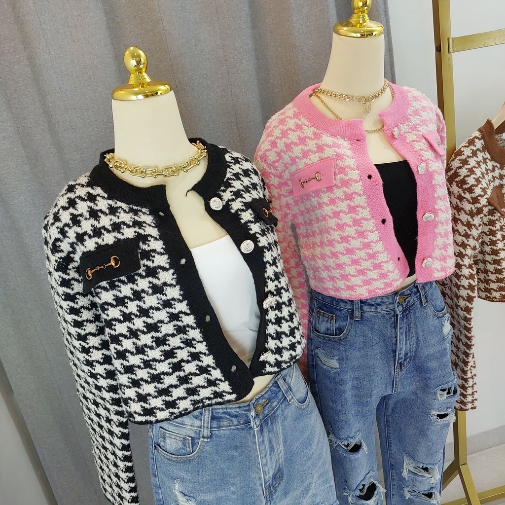 CARDIGAN CHNL HOUNDSTOOTH PREMIUM BRAND WYNN IMPORT BANGKOK