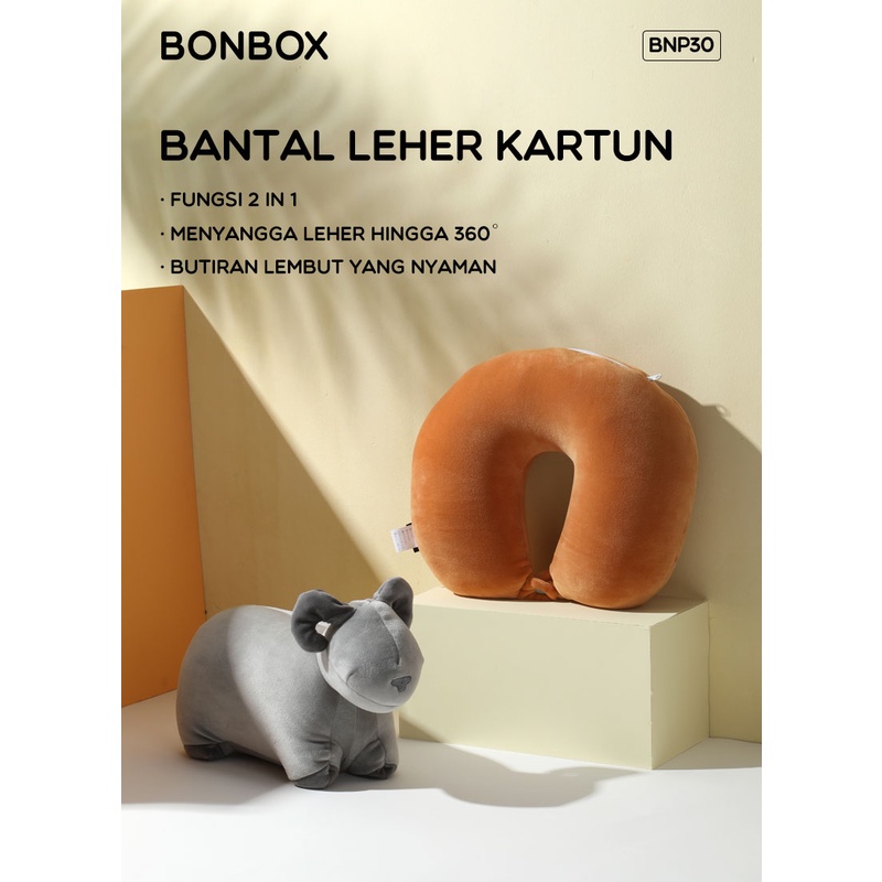 BONBOX Bantal Leher 2 in 1 U-Shaped Animal Series Neck Pillow Bantal Travel BNP30S BNPW BNP30G garansi