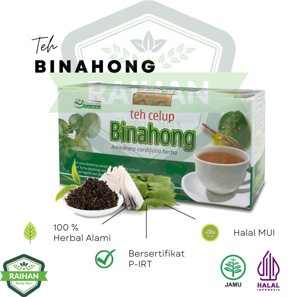 

Teh Binahong Herbal Tazakka Minuman herbal Teh Daun Binahong isi 20 Kantung Teh Celup untuk masalah Penyembuhan Luka operasi
