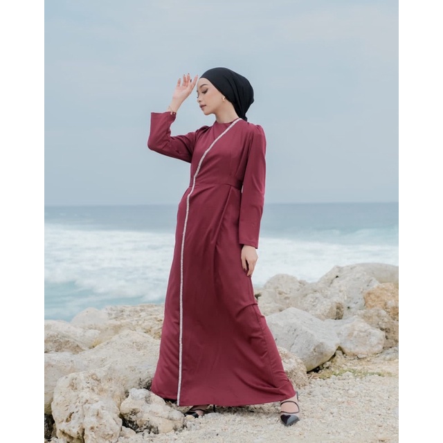Meriam List Dress Ld 98/Dress Sage/Dress Pesta/Dress Pengajian/Dress Bridesmaid/Dress Lebaran