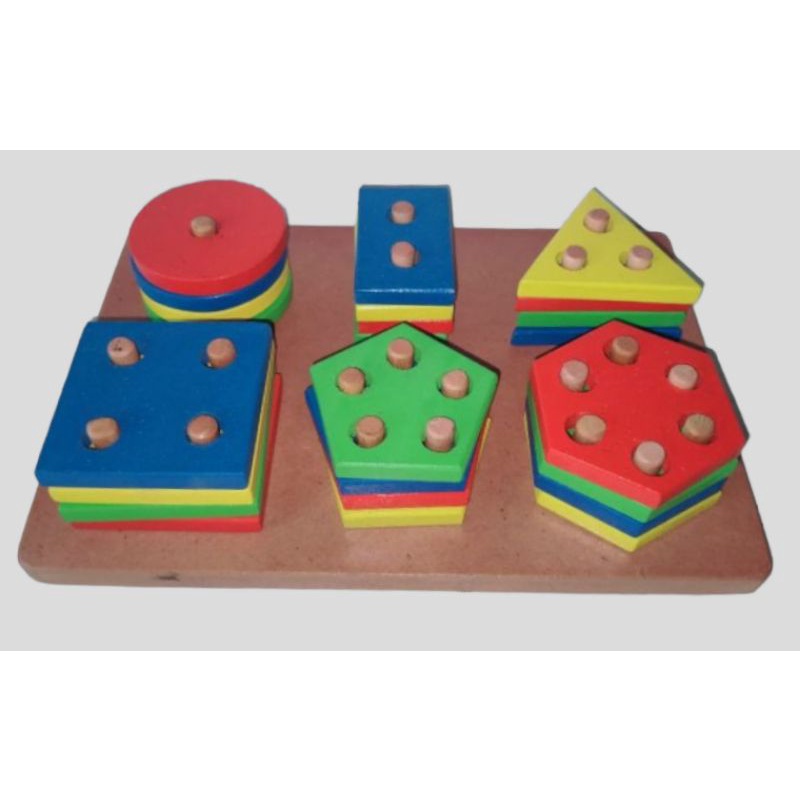 Mainan Edukatif Mainan Balok Kayu Bentuk Geo 6 Pcs