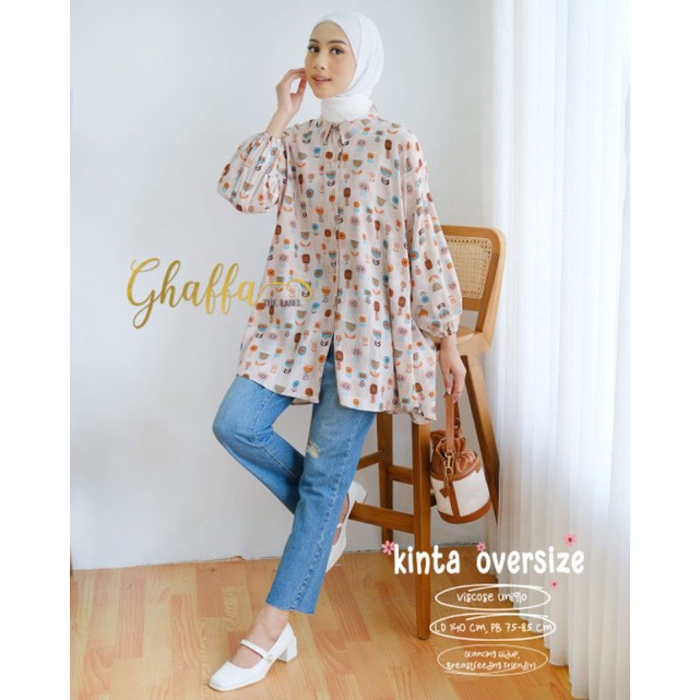 KINTA OVERSIZE BY GHAFFA THE LABEL / BLOUSE JUMBO MOTIF WANITA MUSLIMAH / blouse ld140