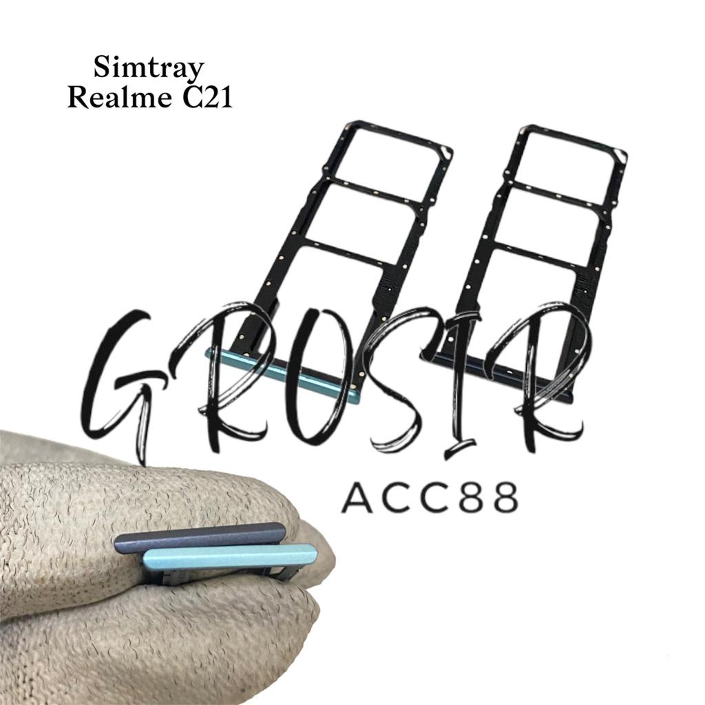 Simtray Simlock Slot Sim Dudukan Tempat Kartu Simcard Realme C21 Original