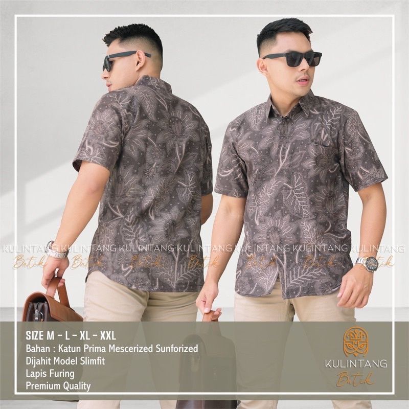 Batik Pria Lengan Pendek Slimfit Lapis Furing Katun Halus Premium Modern