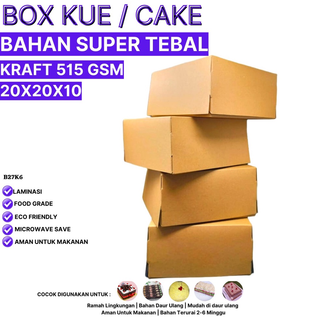 Box Cake Dus 20x20 Tebal 515 Gsm (B27K6-20X20X10 Cm)