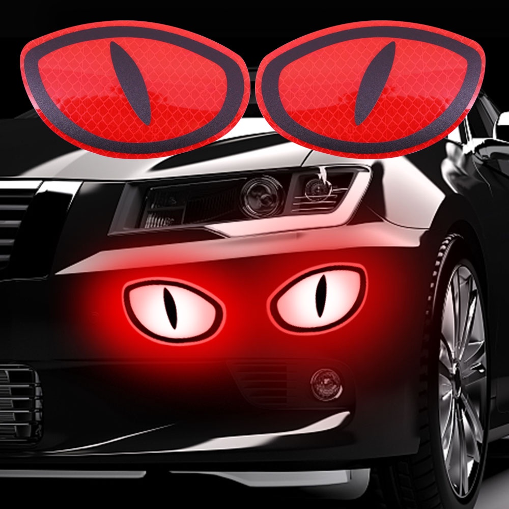 1lembar Peringatan Keselamatan Berkendara Malam Hari Decal Bumper Stiker Stiker Reflektif Mobil Mata Lucu Mengintip Monster Pita Reflektif Motif Mata Kucing Reflektor Stiker Untuk Auto Moto Truk