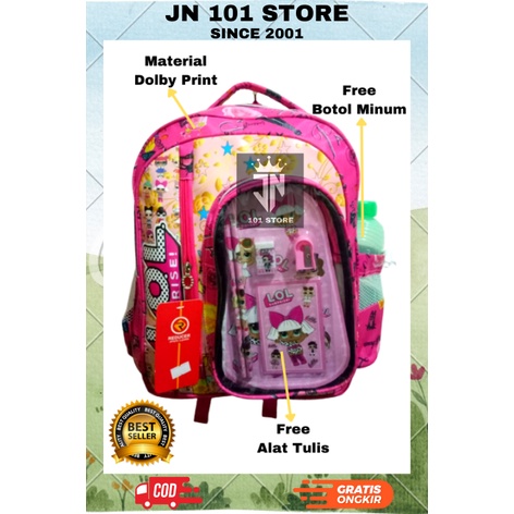 Tas Ransel Sekolah Anak SD Premium LOL Free Botol Minum dan Alat Tulis