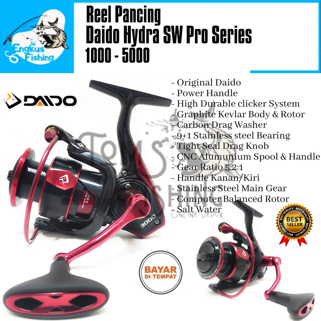 Reel Pancing Daido Hydra SW Pro Series 1000 - 6000 (9+1Bearing) Salt Water PH - Engkus Fishing