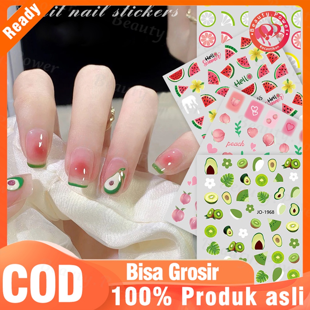 3D kuku applique, kecil strawberry orange kecil segar stiker kuku ramping Thin Nail Stickers