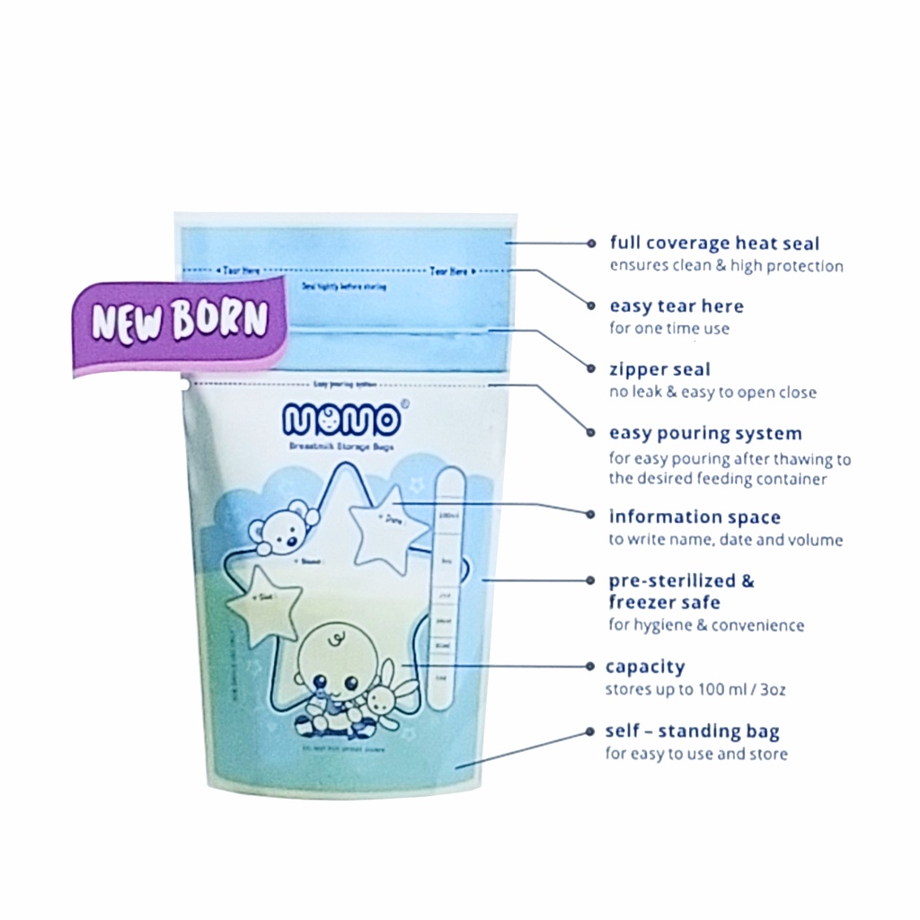 Momo Newborn Kantong ASI - Breastmilk Storage Bags 100ml / 3oz