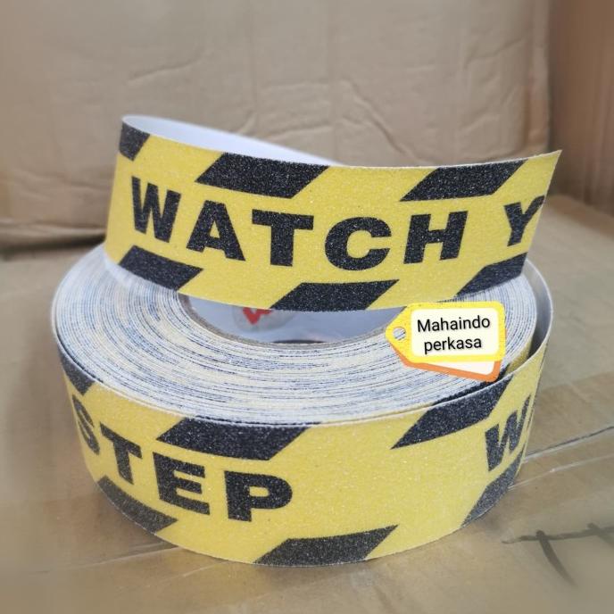 

Anti slip tangga caution what your step / Lakban kasar amplas / 5CM/5M