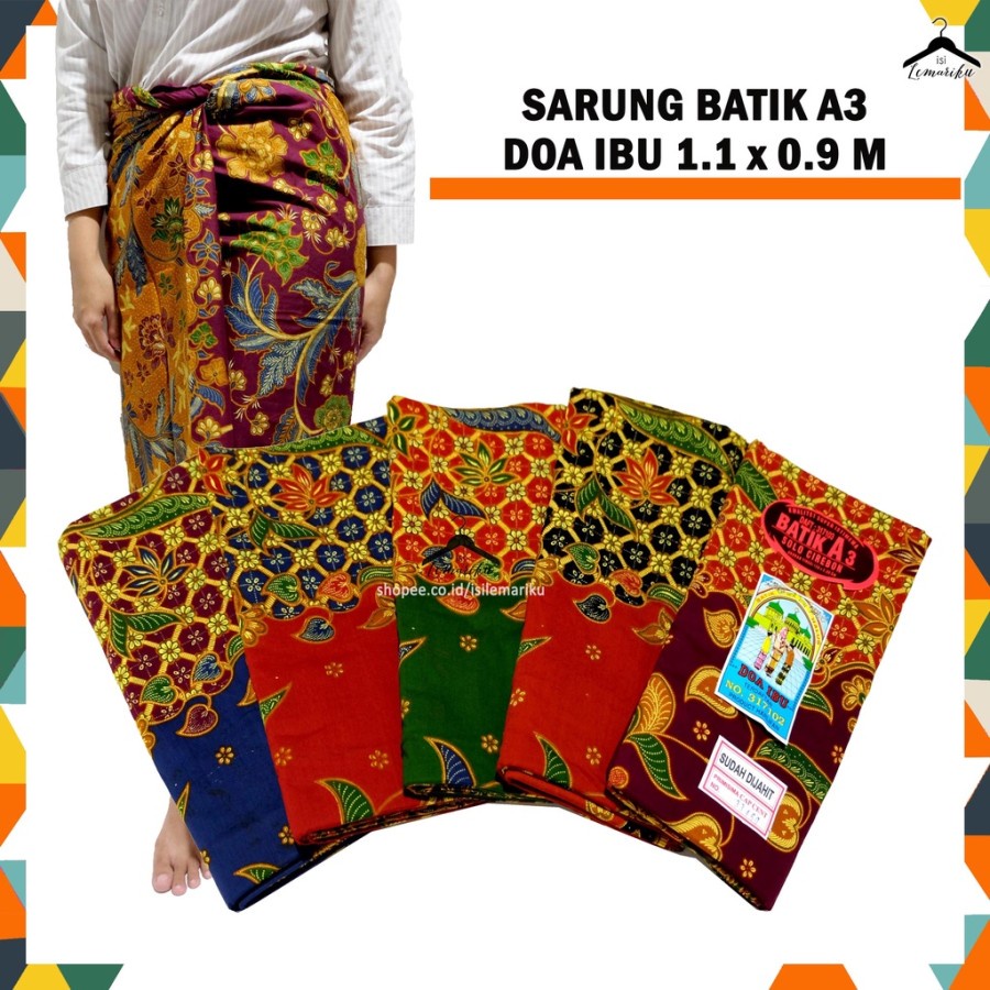 Sarung Batik Doa Ibu Kain Jarik Wanita Cap Cent Tebal Halus dan Lembut Sudah Dijahit Original