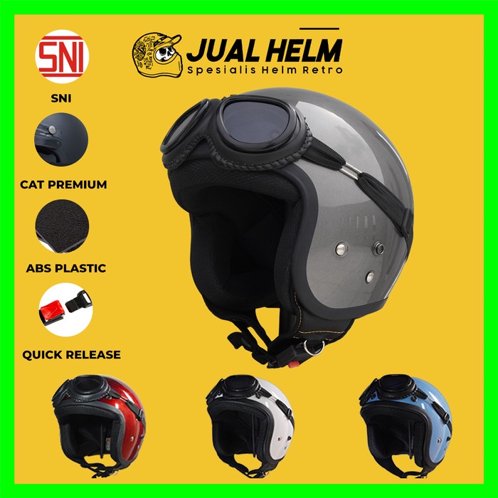 Helm Bogo Retro Polos + Goggle One