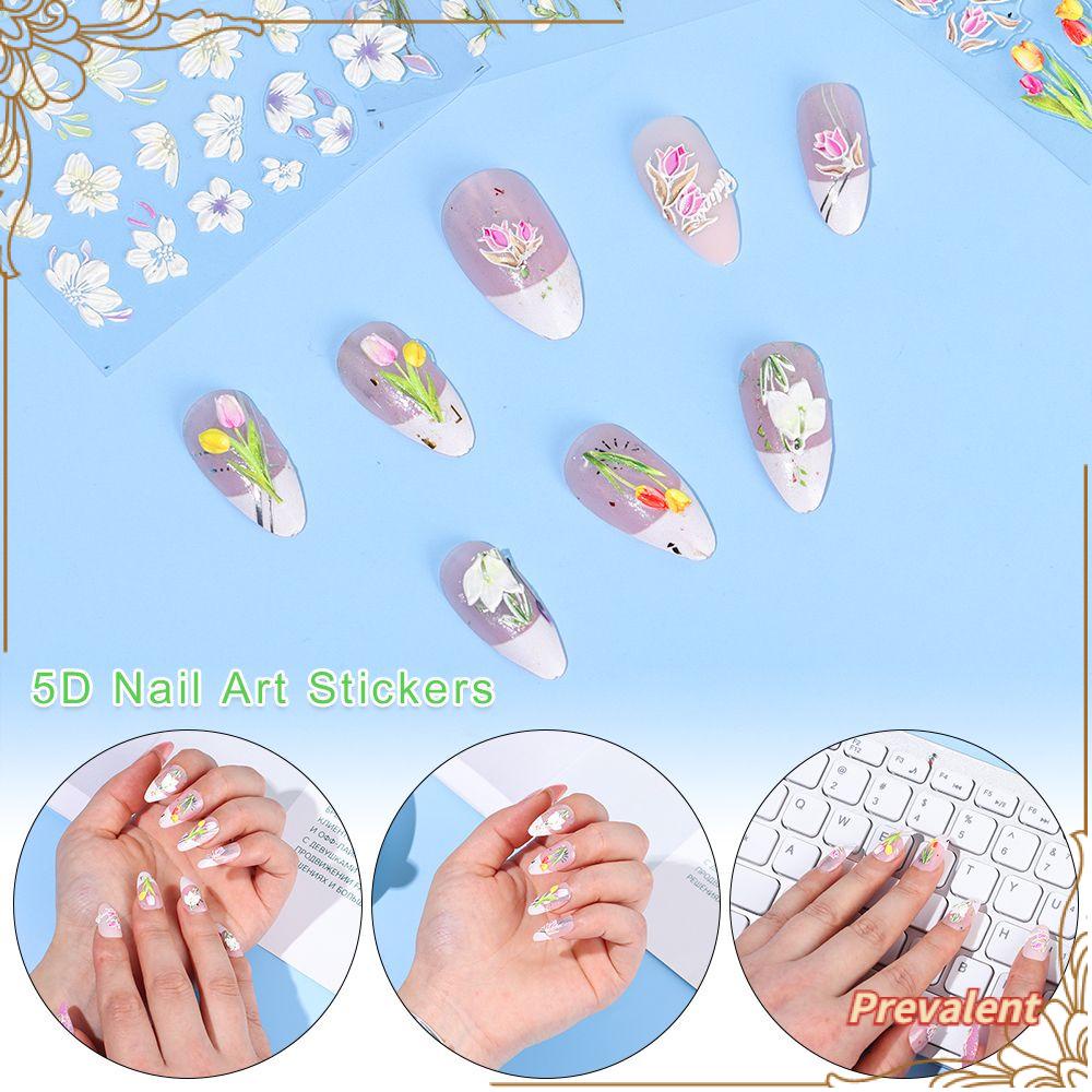 Preva Nail Art Flower Art Dekorasi Perekat Timbul Decals Stiker Nail Art