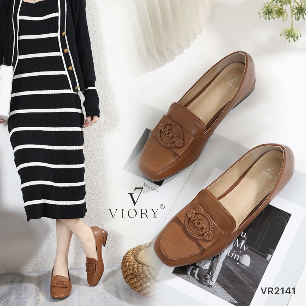 VIORY Sepatu Loafers Block Heels Shoes #VR2141 ORIGINAL