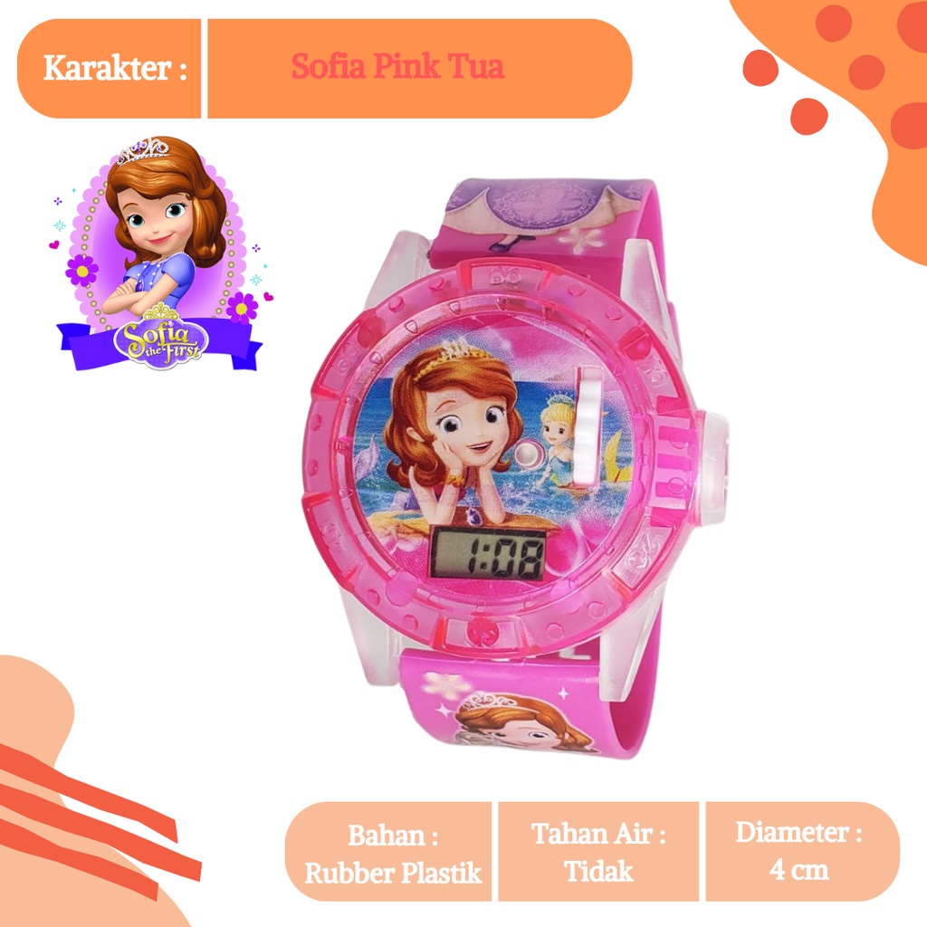 [COD] Jam Tangan Anak Laser Karakter Kartun Elsa Frozen Barbie Kuda Pony  Cewek Lampu Proyektor Melodi Seri 4