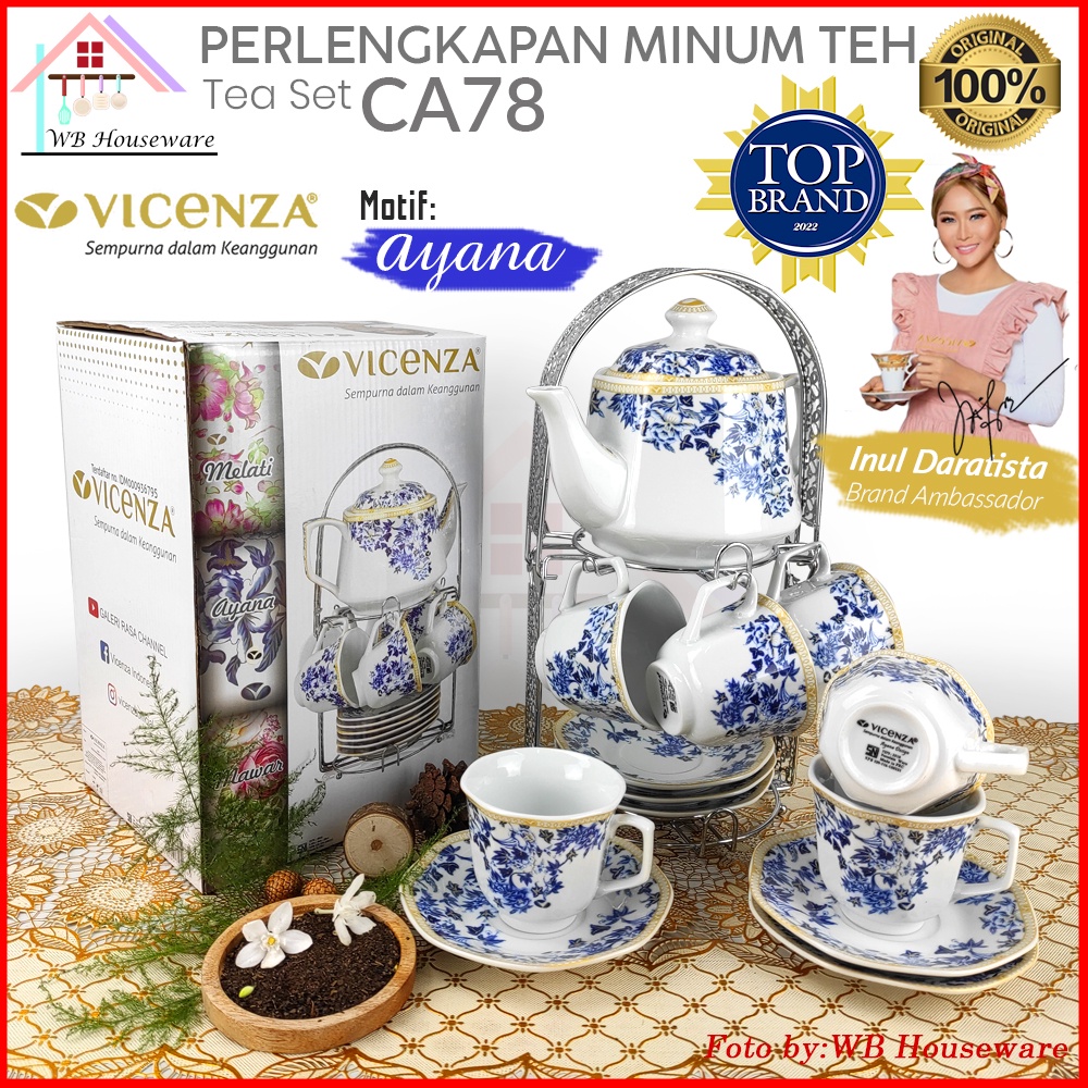 Jual VICENZA perangkat Tea set porcelain motif ayana CA78 / cangkit set