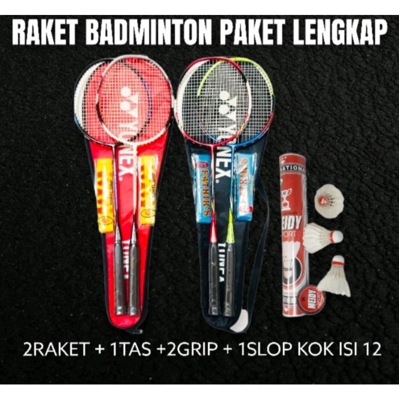 PROMO RAKET YONEX SET 2raket+2grip+12kok+1tas