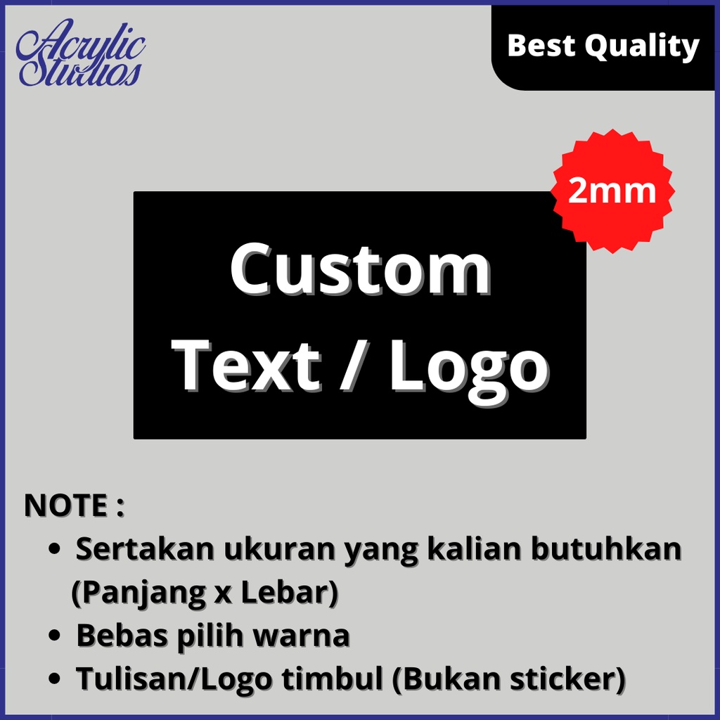 Custom Signage / Akrilik Sign Board Custom / Sign Tulisan Custom 2MM