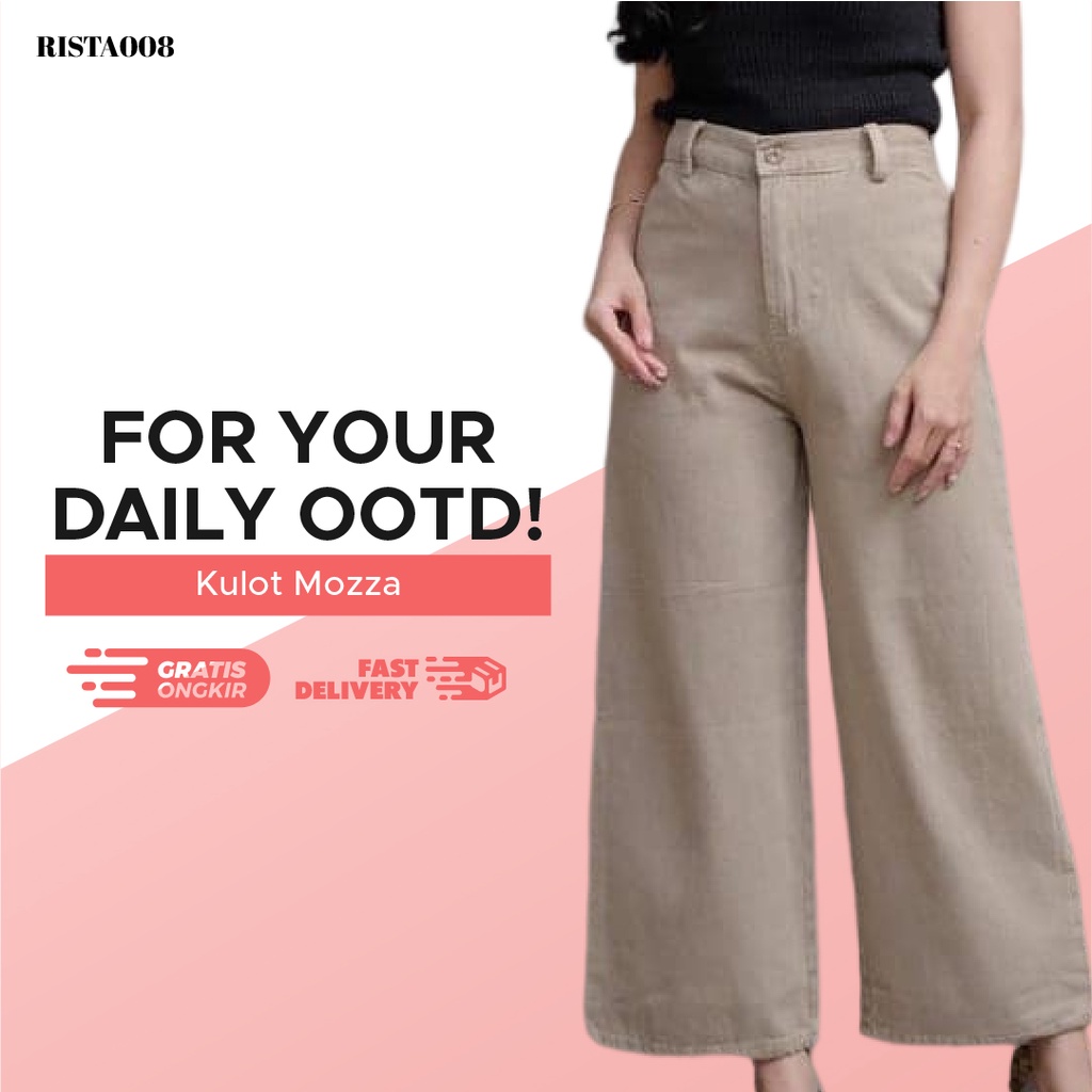 Cullotes Mozza Kulot Linen Highwaist Celana Remaja Wanita Korean Style Kekinian Terlaris