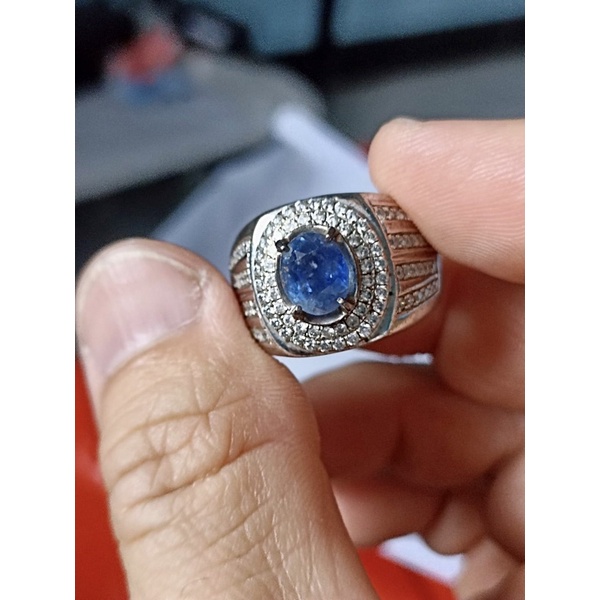 Cincin Batu Permata Natural Blue Sapphire Ori