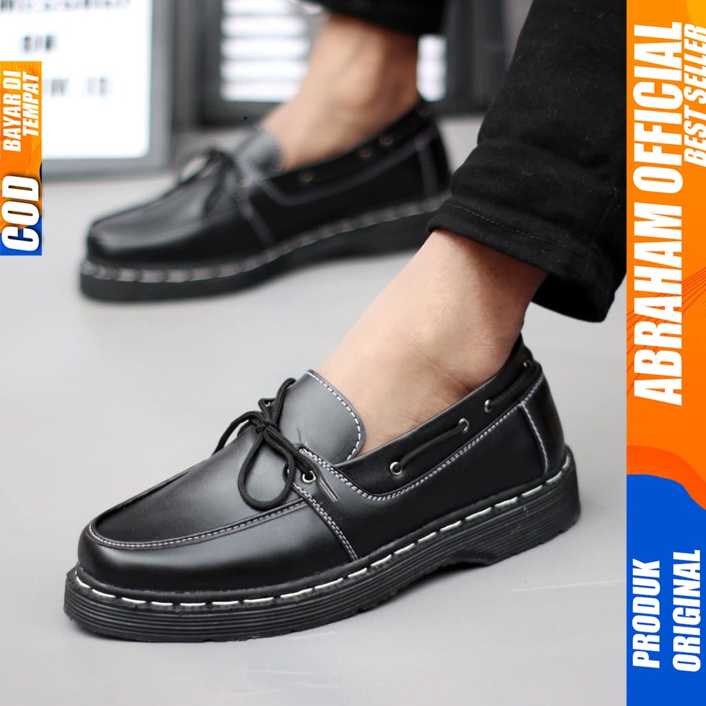 Sepatu Formal Pantofel Kerja Pria Docmart Low Boots Hitam Abraham BERNAD