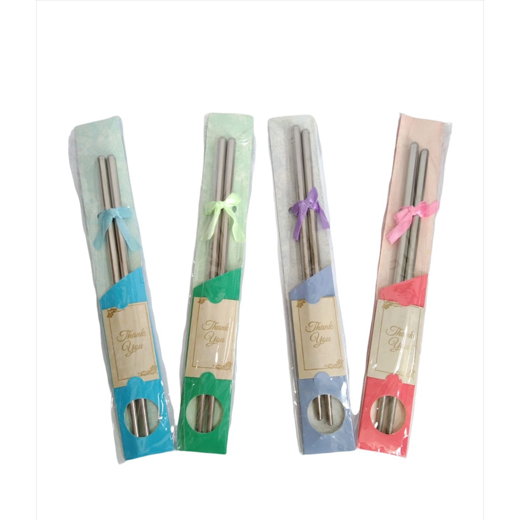 Souvenir Sumpit stainless Kertas Hias Kemas Plastik