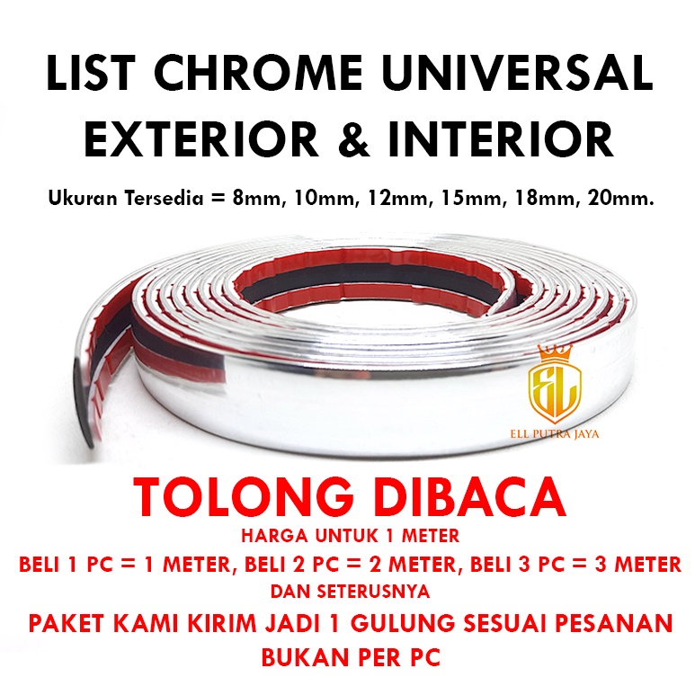 List Chrome Moulding Jendela Pintu Mobil Silver Universal