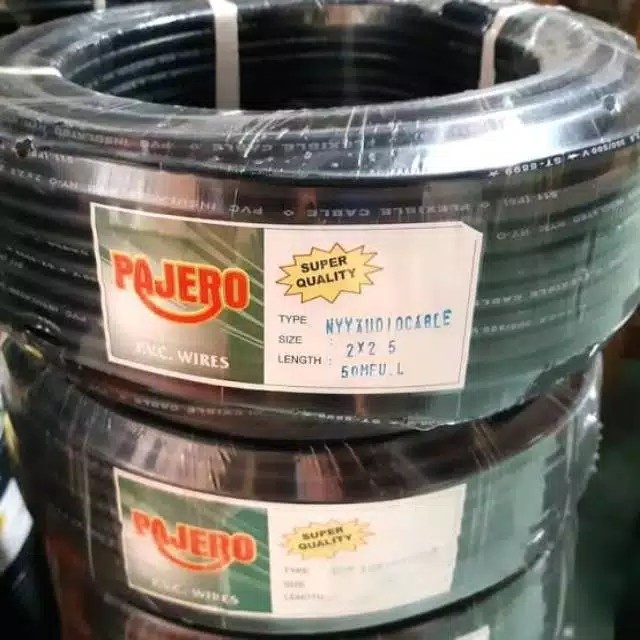 Kabel Listrik Kabel Audio Serabut Tebal NYY Pajero 2x0.75mm 50m Hitam