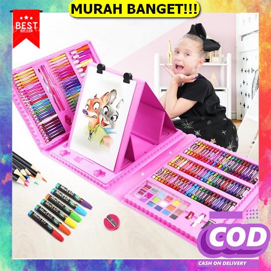 

[Mtp)Paling Lengkap Crayon Anak Pengasah 208Pcs Set Alat Menggambar Melukis Anak-Anak Crayon Cat Air Pensil Alat Lukis [ Aozora ] Art Set Pensil Warna Crayon