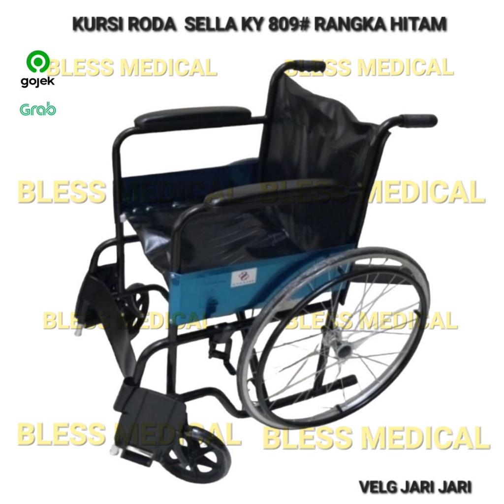 Kursi Roda Sella KY 809 # Hitam Standard Rumah Sakit (Gojek)