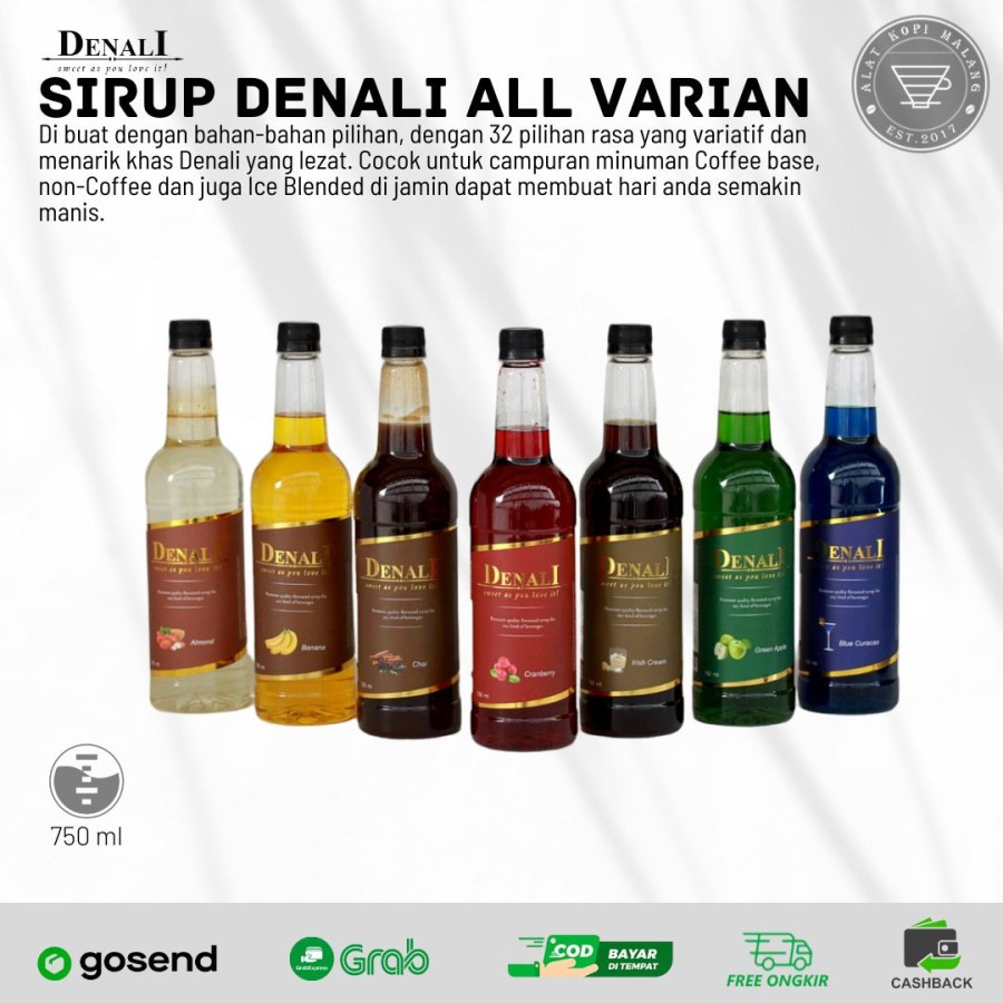 

Sirup Denali Semuar Rasa/ Denali Syrup Vanila caramel Hazelnut 750 ml