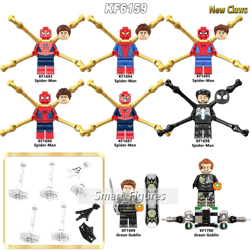 Spiderman Minifigures Cakar Baru The Amazing Spider-Man Green Goblin Harry Osborn Marvel Mainan Hadiah Mini Figure KF6159