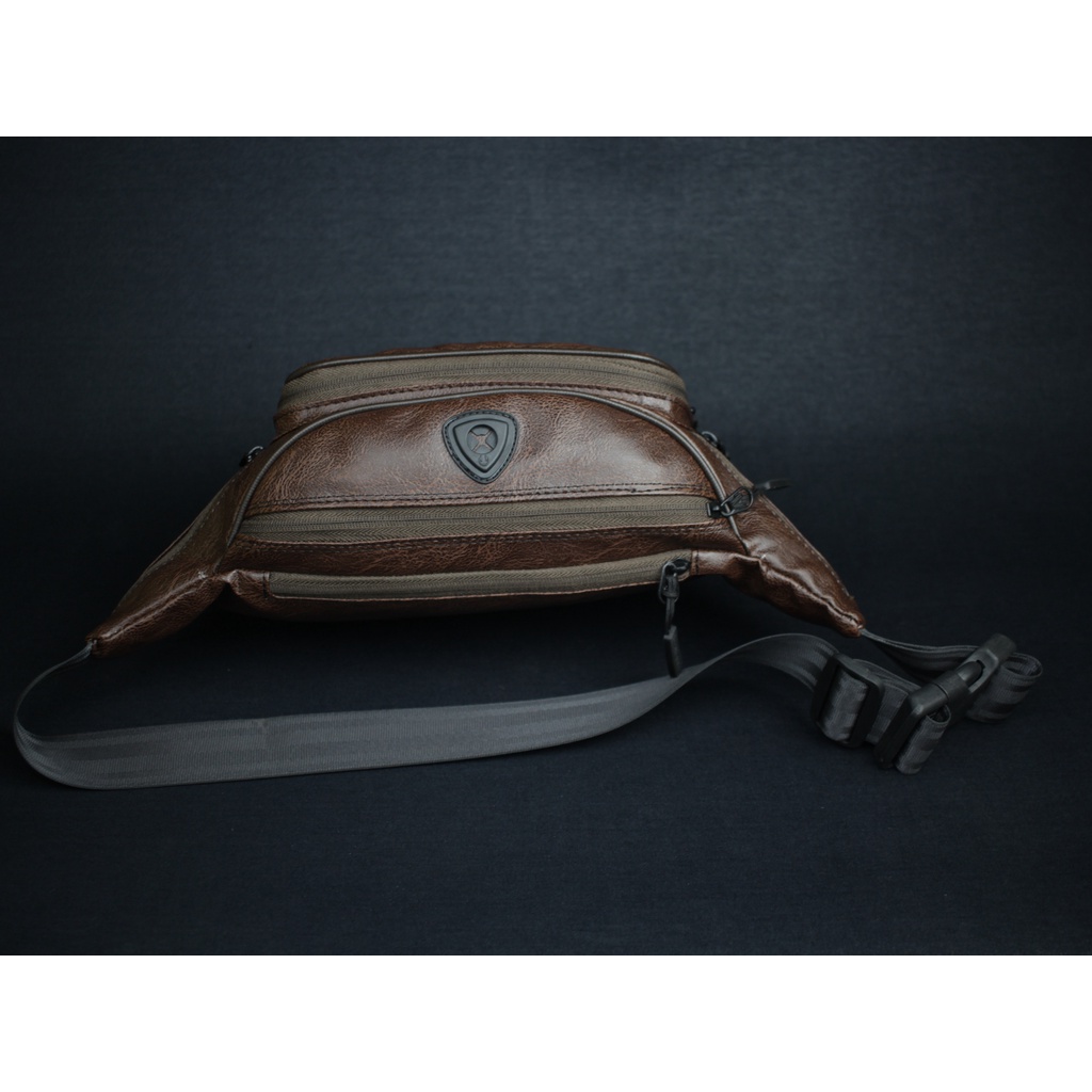 Waistbag Waterproof Polo Amstar 7 Resleting Kulit PU Leather Anti Air Tas Pinggang Tas Selempang