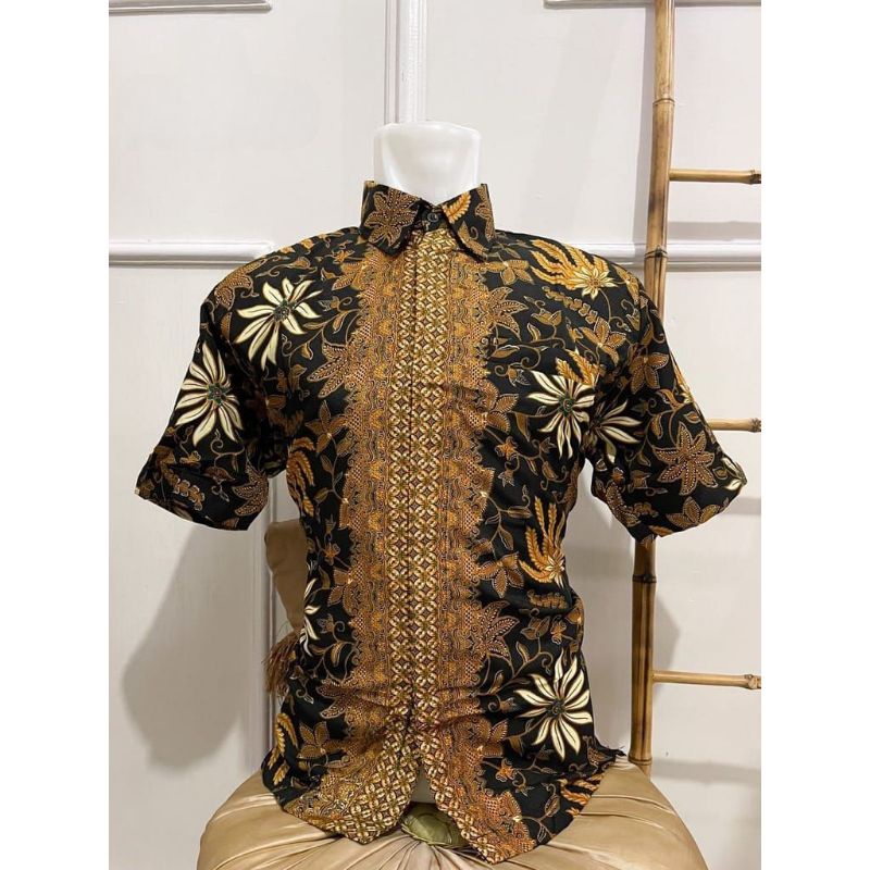 Realpict kemeja batik pria lengan pendek//kemeja batik pesta lengan pendek//batik kondangan//baju batik pria