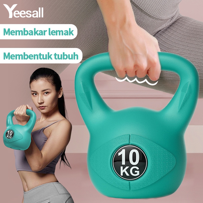 【Produk asli】KettleBell 10Kg Angkat Beban Beginner Kettlebell PVC Coating/KettleBell 10KG /Barbell 10KG/Dumbell 10kg