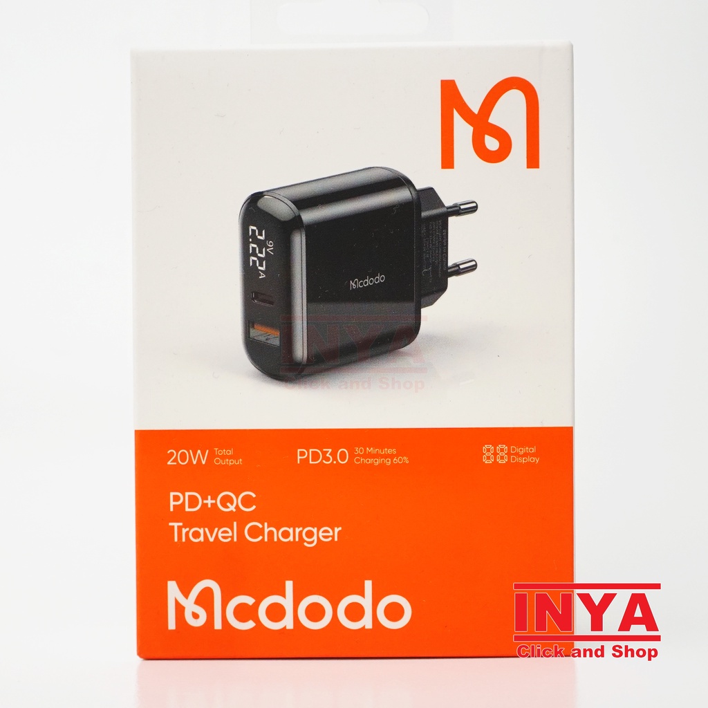 MCDODO CH-717 PD TRAVEL CHARGER Dual Output LED Display - USB and Type C Output