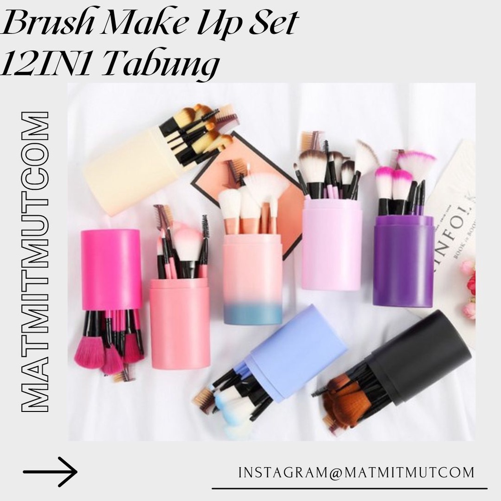 Brush Make Up Set 12IN1 Tabung/Kuas Make UP 12pcs Brush Tabung