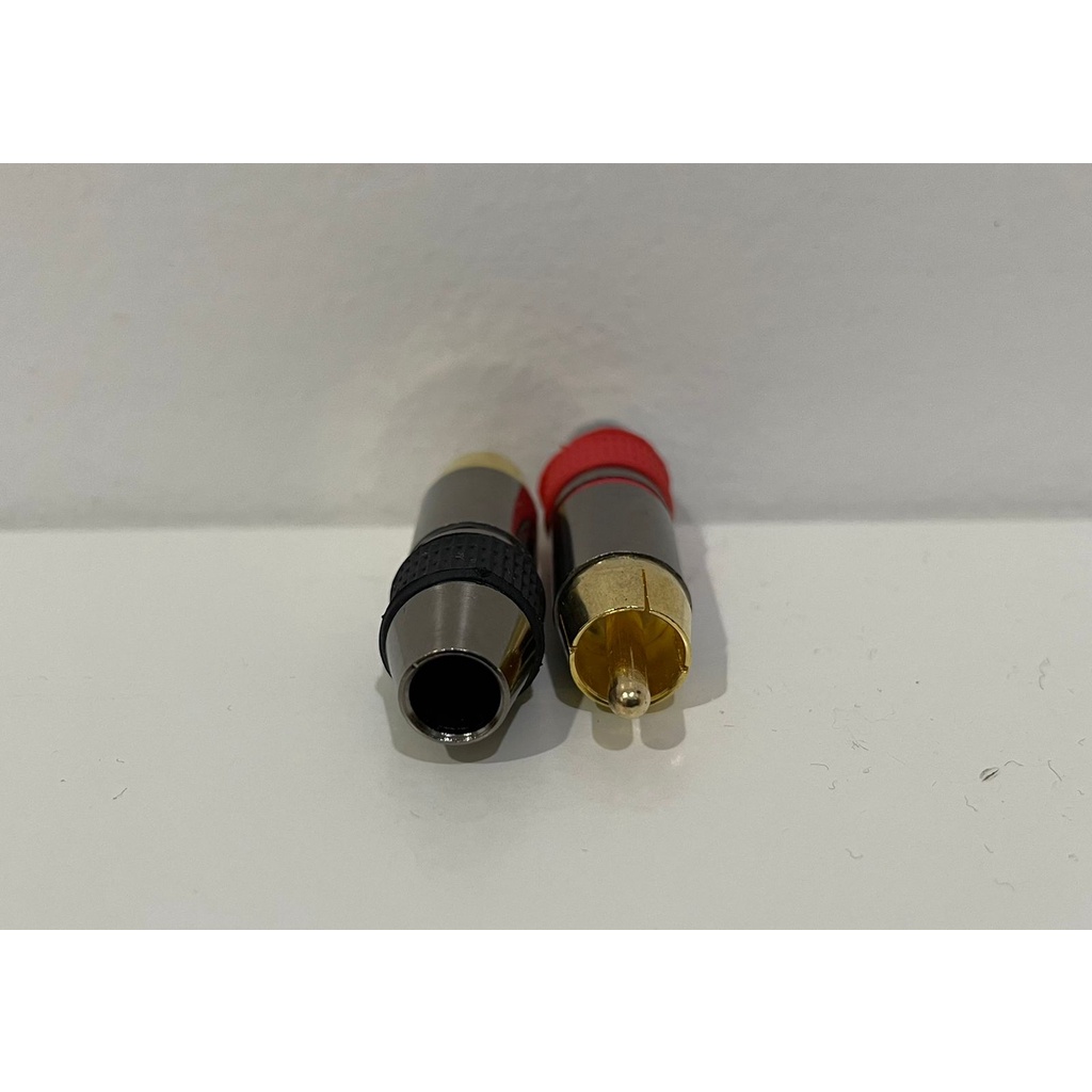 Jack RCA Gold Black Metal Merah Hitam / Konektor RCA Male (1 set)