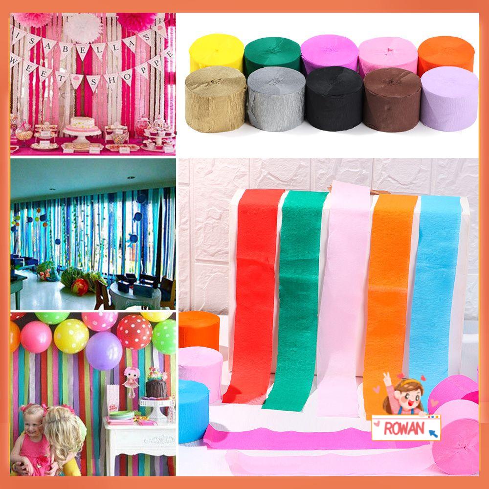 R-flower 1roll Pita Kertas Crepe Pelangi Berwarna Baby Shower Dekorasi Garland Fotografi Backdrops