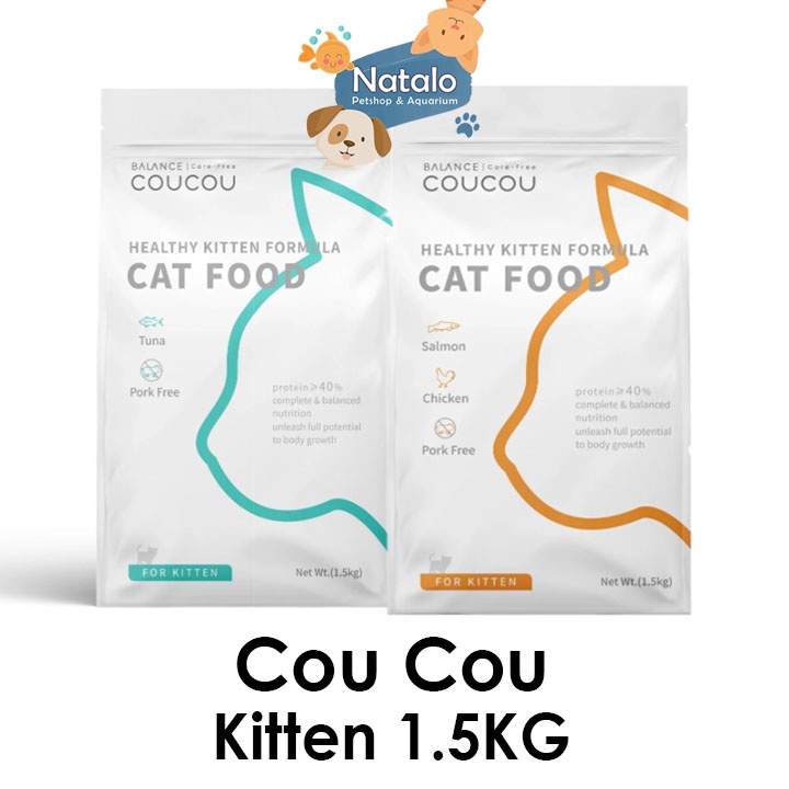 COUCOU Kitten 1.5KG Tuna Salmon Chicken Dry Food Makanan Anak Kucing Coucou